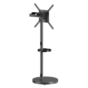 BRATECK βάση τηλεόρασης δαπέδου FS38-44TWE, 32-65", έως 50kg, με 2x ράφια, ροδάκια, μαύρη | Εικόνα & Ήχος | elabstore.gr