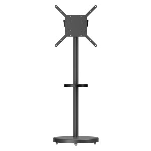 BRATECK βάση τηλεόρασης δαπέδου FS38-44TWE, 32-65", έως 50kg, με 2x ράφια, ροδάκια, μαύρη | Εικόνα & Ήχος | elabstore.gr
