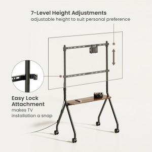 BRATECK βάση τηλεόρασης δαπέδου FS66-46F-01, 37-86", έως 80kg, με ράφι & ροδάκια | Εικόνα & Ήχος | elabstore.gr