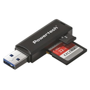 POWERTECH card reader PT-1605 για SD & micro SD, USB 3.0, 5Gbps, μαύρο | Συνοδευτικά PC | elabstore.gr