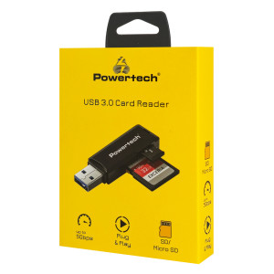 POWERTECH card reader PT-1605 για SD & micro SD, USB 3.0, 5Gbps, μαύρο | Συνοδευτικά PC | elabstore.gr