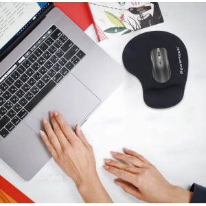 POWERTECH mouse pad PT-1611 με στήριγμα καρπού, 23x19x1.8cm, μαύρο | Συνοδευτικά PC | elabstore.gr