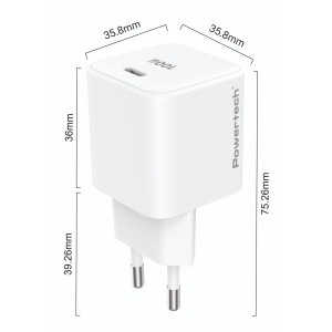 POWERTECH φορτιστής τοίχου PT-1612, USB-C, 100W, GaN, AVS, λευκός | Αξεσουάρ κινητών | elabstore.gr