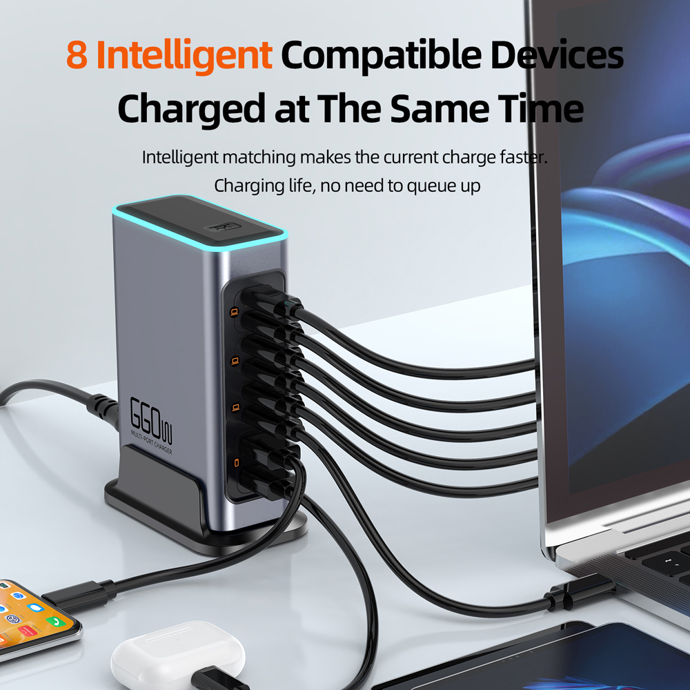 POWERTECH σταθμός φόρτισης PT-1621, 2x USB & 6x USB-C, GaN, 140W, γκρι | eLabstore.gr POWERTECH σταθμός φόρτισης PT-1621, 2x USB & 6x USB-C, GaN, 140W, γκρι | Αξεσουάρ κινητών | elabstore.gr