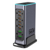 POWERTECH σταθμός φόρτισης PT-1621, 2x USB & 6x USB-C, GaN, 140W, γκρι | Αξεσουάρ κινητών | elabstore.gr