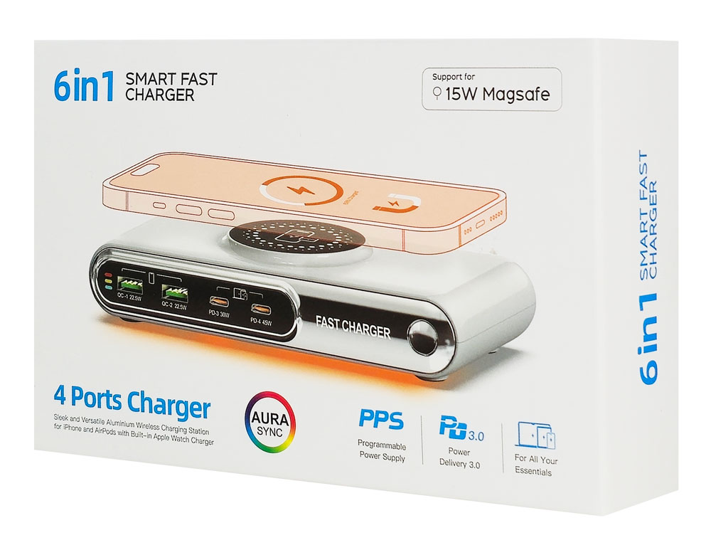 POWERTECH σταθμός φόρτισης PT-1624, 2x USB/2x USB-C/wireless, 72W, λευκός | eLabstore.gr POWERTECH σταθμός φόρτισης PT-1624, 2x USB/2x USB-C/wireless, 72W, λευκός - Image 6