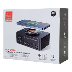 POWERTECH σταθμός φόρτισης PT-1625 με οθόνη, 4x USB/4x USB-C/wireless, 140W, μαύρος | eLabstore.gr