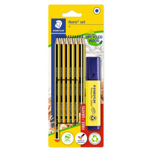 STAEDTLER σετ ξύλινα μολύβια με μαρκαδόρο υπογράμμισης Noris 120-BK12P1, εξάγωνα, ΗB, 13τμχ | Αναλώσιμα - Είδη Γραφείου | elabstore.gr