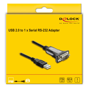 DELOCK καλώδιο USB σε RS-232 66922, 921.6Kbps, 3m, μαύρο | Καλώδια - Αντάπτορες | elabstore.gr