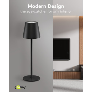 GOOBAY επιτραπέζιο φωτιστικό 77673, 3000K, dimmable, επαναφορτιζόμενο, μαύρο | eLabstore.gr
