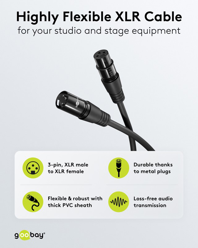 GOOBAY καλώδιο προέκτασης ήχου XLR 80029, 2m, μαύρο | eLabstore.gr GOOBAY καλώδιο προέκτασης ήχου XLR 80029, 2m, μαύρο | Καλώδια - Αντάπτορες | elabstore.gr