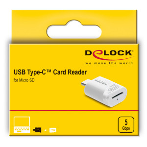DELOCK card reader 91427 για micro SD, USB-C σύνδεση, 5Gbps, λευκό | Συνοδευτικά PC | elabstore.gr