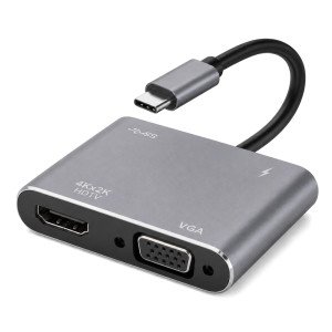POWERTECH docking station CAB-UC101, 4 θυρών, USB-C, 4K, 100W, γκρι | Συνοδευτικά PC | elabstore.gr