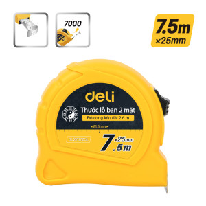 DELI μετροταινία DL270725L με κλείδωμα & clip ζώνης, 7.5m x 25mm | Εργαλεία | elabstore.gr