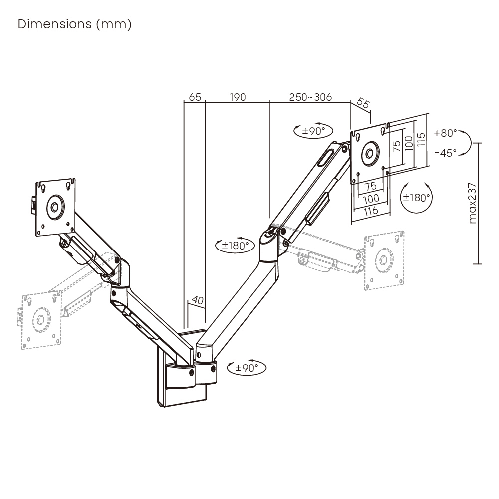 BRATECK επιτοίχια βάση για 2x οθόνες LDA113-114, 17-32", έως 9kg | eLabstore.gr BRATECK επιτοίχια βάση για 2x οθόνες LDA113-114, 17-32", έως 9kg | Εικόνα & Ήχος | elabstore.gr