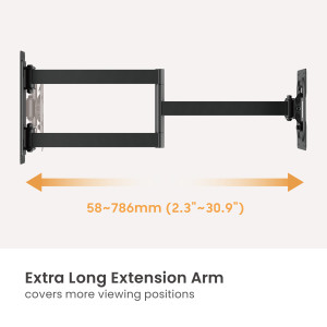 BRATECK επιτοίχια βάση τηλεόρασης LPA95-223L, 23-43", έως 50kg, full motion | Εικόνα & Ήχος | elabstore.gr