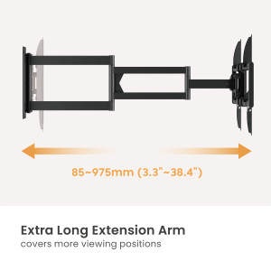 BRATECK επιτοίχια βάση τηλεόρασης LPA95-465XL, 37-86", έως 50kg, full motion | Εικόνα & Ήχος | elabstore.gr