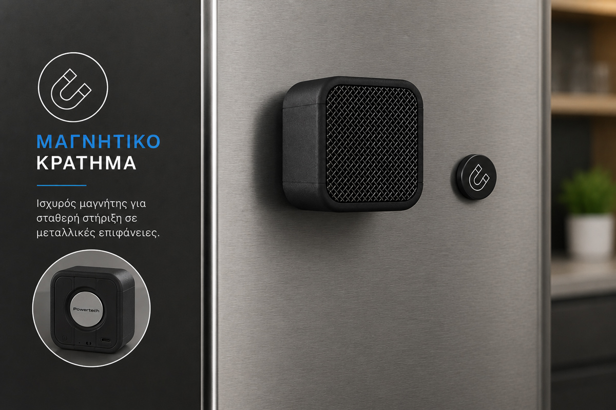 POWERTECH μίνι φορητό ηχείο PT-1626, μαγνητικό, 5W, Bluetooth, 400mAh, μαύρο | eLabstore.gr POWERTECH μίνι φορητό ηχείο PT-1626, μαγνητικό, 5W, Bluetooth, 400mAh, μαύρο | Εικόνα & Ήχος | elabstore.gr