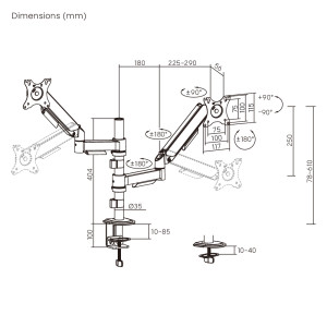 POWERTECH βάση γραφείου για 2x οθόνες PT-1628, 17-32", έως 9kg | eLabstore.gr
