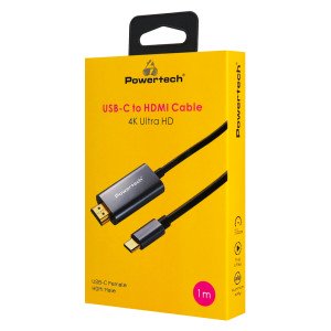 POWERTECH καλώδιο USB-C σε HDMI PTR-0209, 4K/30Hz, 10 Gbps, 1m, μαύρο | Καλώδια - Αντάπτορες | elabstore.gr