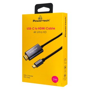 POWERTECH καλώδιο USB-C σε HDMI PTR-0210, 4K/30Hz, 10 Gbps, 2m, μαύρο | Καλώδια - Αντάπτορες | elabstore.gr