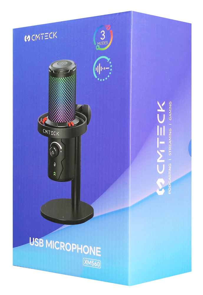 CMTECK επιτραπέζιο μικρόφωνο XM560, καρδιοειδές, USB/USB-C, RGB LED, μαύρο | eLabstore.gr CMTECK επιτραπέζιο μικρόφωνο XM560, καρδιοειδές, USB/USB-C, RGB LED, μαύρο | Συνοδευτικά PC | elabstore.gr