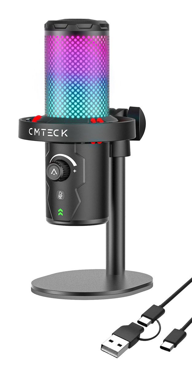CMTECK επιτραπέζιο μικρόφωνο XM560, καρδιοειδές, USB/USB-C, RGB LED, μαύρο | eLabstore.gr CMTECK επιτραπέζιο μικρόφωνο XM560, καρδιοειδές, USB/USB-C, RGB LED, μαύρο | Συνοδευτικά PC | elabstore.gr